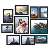 upsimples 10 Pack Picture Frames Collage Wall Decor with Glass, Gallery Wall Frame Set for Wall Mounting or Tabletop Display, Multi Sizes Including 8x10, 5x7, 4x6 Family Photo Frames, Black image 0